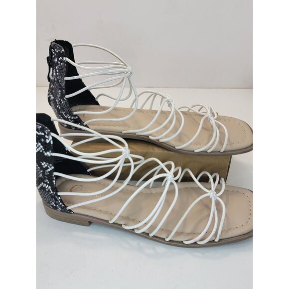 Comfort Womens Sandals US 8 Gladiator Strappy Animal Print Zip Women's shoes - Picture 1 of 7